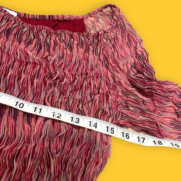 Ella Moss Anthropologie Silk Red Abstract Off the Shoulder Crop Top Size Small - Picture 3 of 6